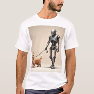 Camiseta Robot futurista caminando sobre el diseño de una c