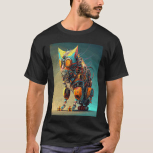 Camiseta Robot Gato Colorido