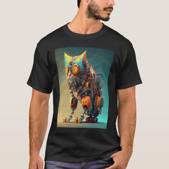 Camiseta Robot Gato Colorido (Anverso)