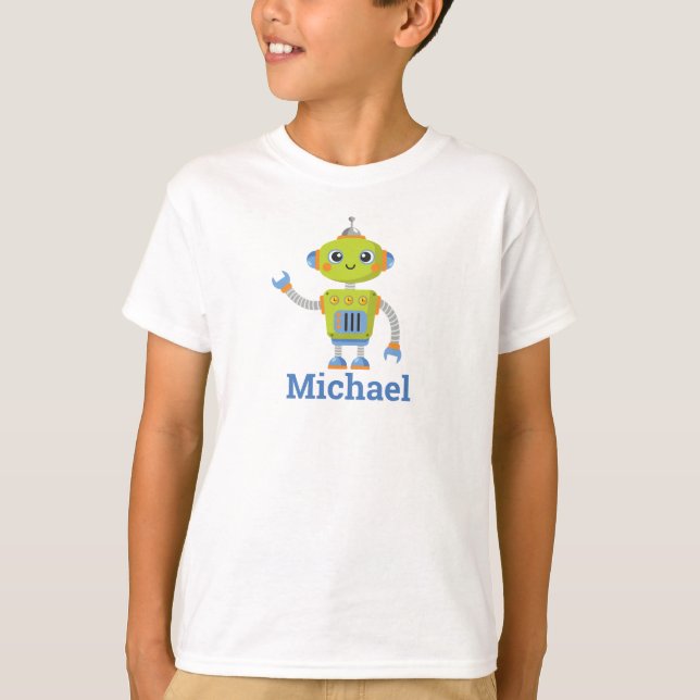 Camiseta Robot Guay Name Blue Green Kids (Anverso)