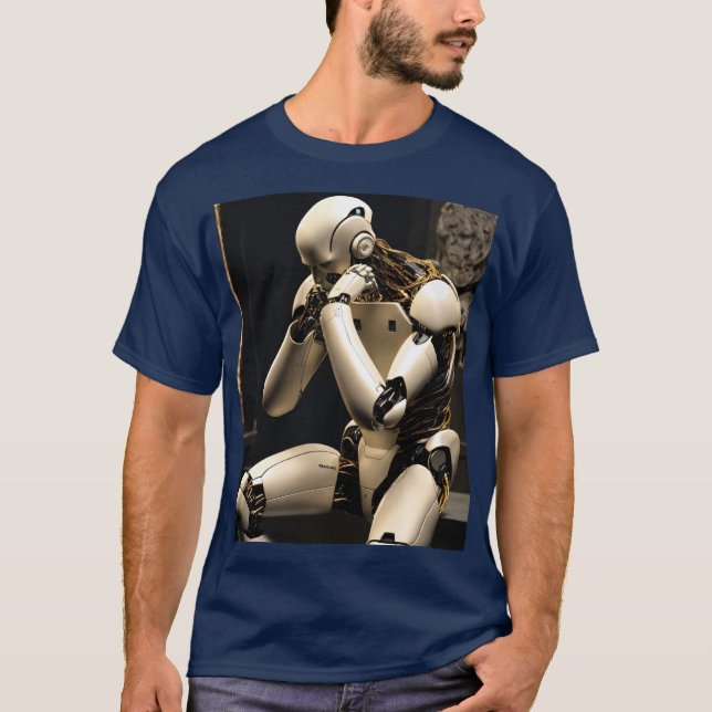 Camiseta robot humanoide en posición exacta (Anverso)