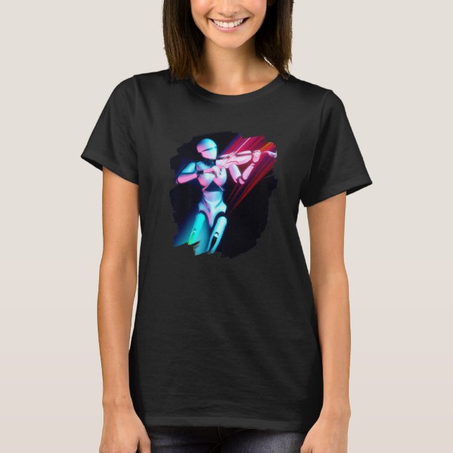 Camiseta Robot Jugando La Orquesta De Música Violinista De  (Anverso)
