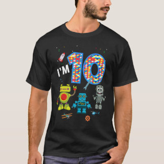 Camiseta Robot lindo 10 años niño y Chicas de 10 años