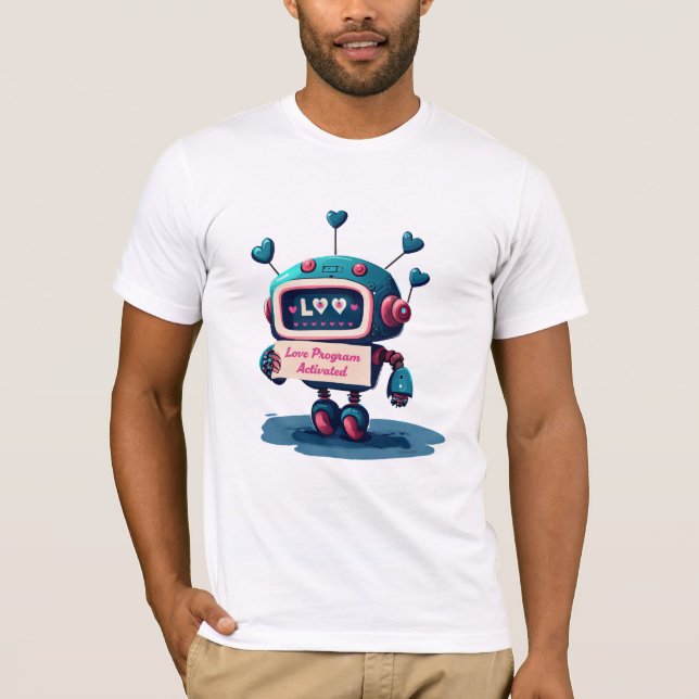 Camiseta Robot lindo con amor Tee de mensajes de San Valent (Anverso)