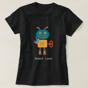 Camiseta Robot lindo con diseño de flores
