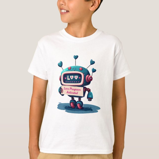 Camiseta Robot lindo Feliz San Valentín amor Tee de texto,  (Anverso)