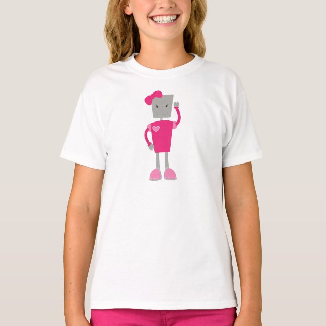 Camiseta Robot lindo, robot gracioso, robot Chica, robot ro (Anverso)