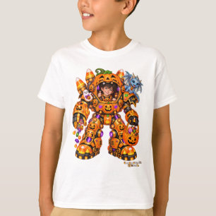Camiseta Robot Mech de Halloween con Maíz de Caramelo Niño