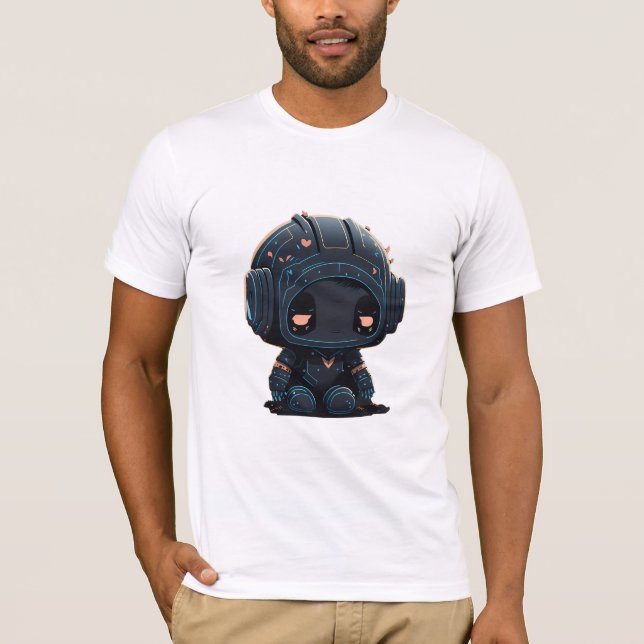Camiseta ''Robot melancólico negro Personalizado'' (Anverso)
