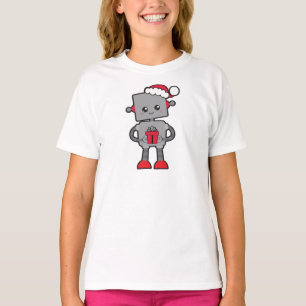 Camiseta Robot navidades, Robot Cute, Santa Hat, regalos