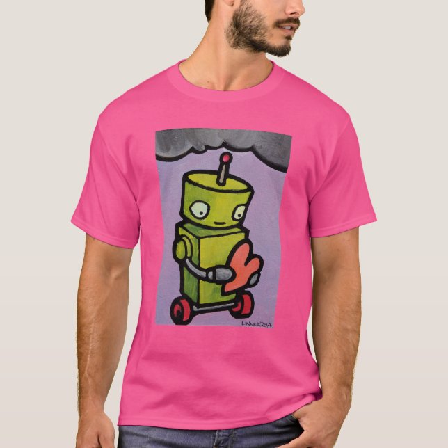Camiseta Robot que lleva a cabo un corazón debajo de una (Anverso)