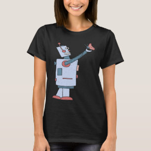 Camiseta Robot retro con mariposa en S con mal estado