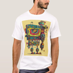 Camiseta Robot retro quirky - Colorido Abstract Design T-Sh