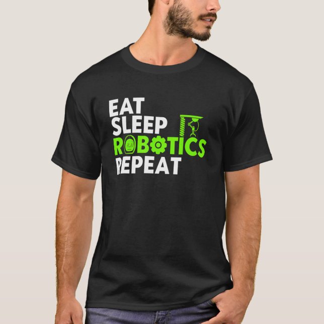 Camiseta Robot Robotics Engineer Vintage Eat Sleep Robotics (Anverso)