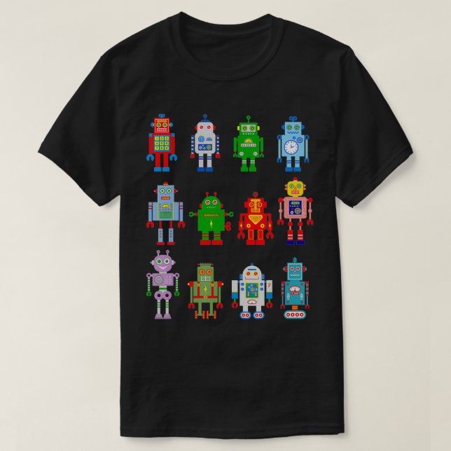 Camiseta Robot Robotics Retro Team 12 Toy Fun Eng AI Nerd (Diseño del anverso)