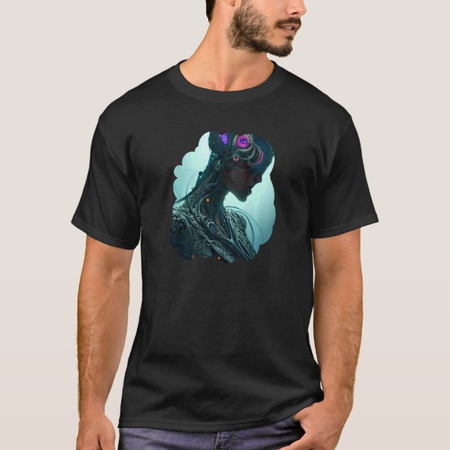 Camiseta Robot Sci Cyborg Único Dígito Futurista Femenino (Anverso)