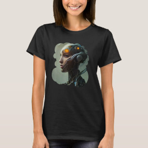 Camiseta Robot Sci Cyborg Único Dígito Futurista Femenino