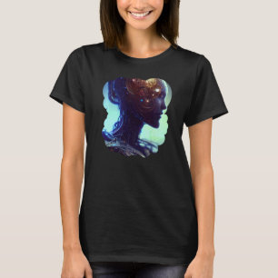 Camiseta Robot Sci Cyborg Único Dígito Futurista Femenino