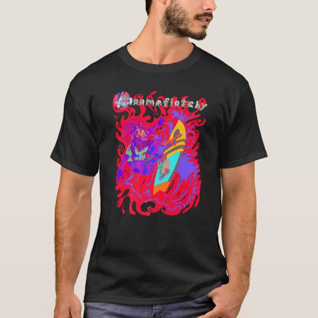 Camiseta Robot Surfing Psychedelic Surfboard (Anverso)