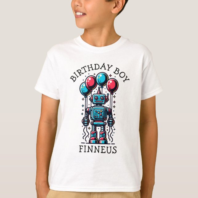 Camiseta Robot Themed Birthday Boy (Anverso)