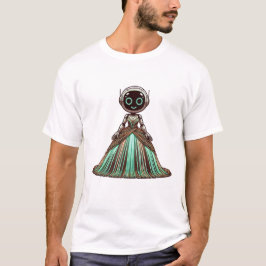 Camiseta Robot usando un vestido brillante.