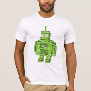 Camiseta Robot verde retro con los rasguños