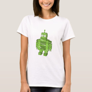 Camiseta Robot verde retro con los rasguños
