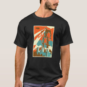 Camiseta Robot vintage atacando un bot retro en la ciudad p