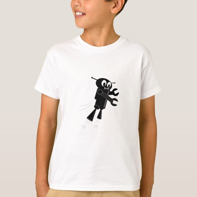 Camiseta Robot volador negro (Anverso)
