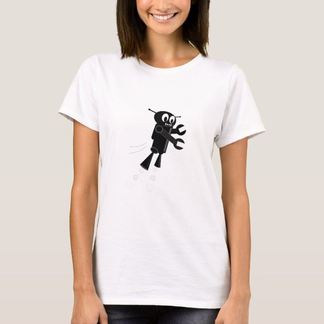 Camiseta Robot volador negro (Anverso)