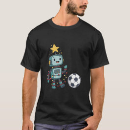 Camiseta Robot with Christmas lights playing soccer