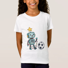 Camiseta Robot with Christmas lights playing soccer