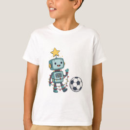 Camiseta Robot with Christmas lights playing soccer