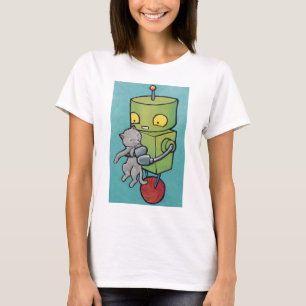 Camiseta Robot y gatito gris