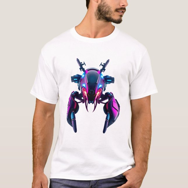 Camiseta Robotic Lobster Face Neon Art (Anverso)
