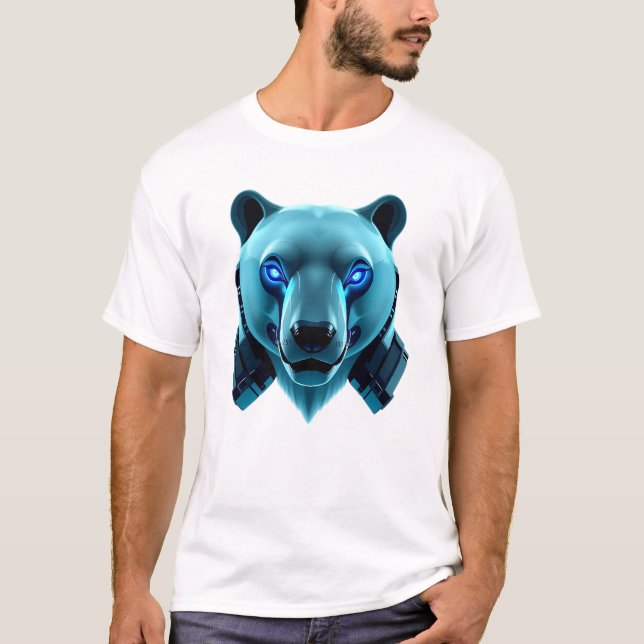 Camiseta Robótica arte de cara de oso polar (Anverso)