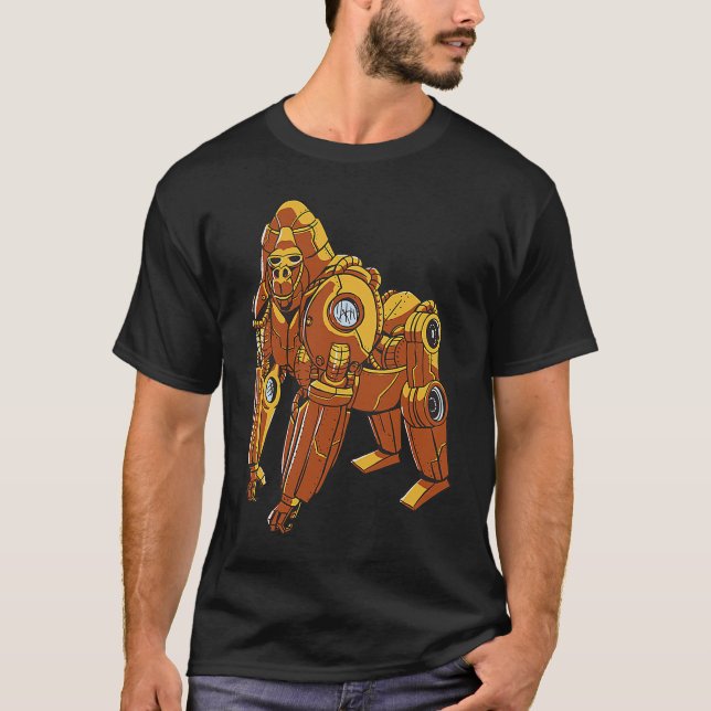 Camiseta Robótica de ciborg gorilla monkey (Anverso)