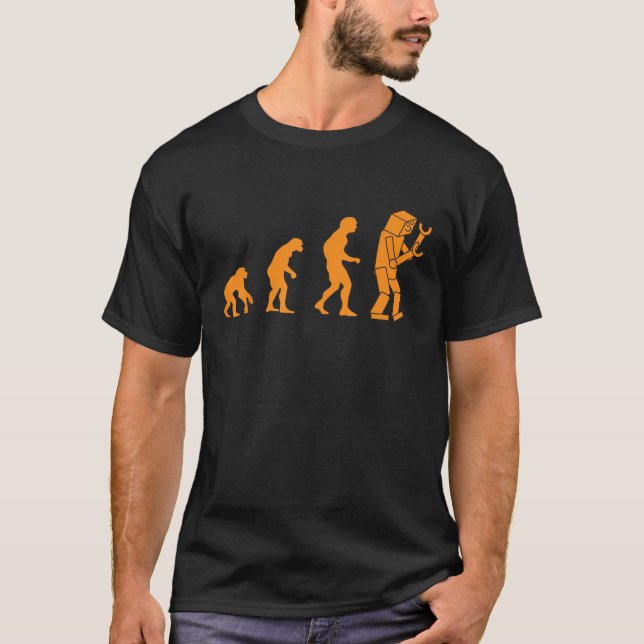 Camiseta Robótica divertida evolución robot nerd computador (Anverso)