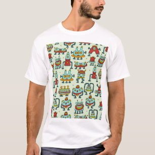 Camiseta Robots Aliens Ilustracion de patrones de vintage