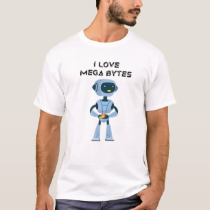 Camiseta Robots - Amo Mega Bytes - Pizza - Científico - E