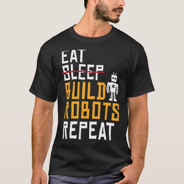 Camiseta Robots contra la construcción de alimentos repetid (Anverso)
