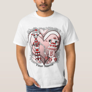 Camiseta robots de ciencia ficción enamorados 