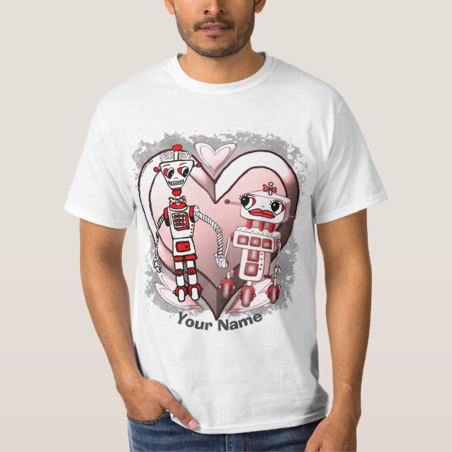 Camiseta robots de ciencia ficción enamorados  (Anverso)
