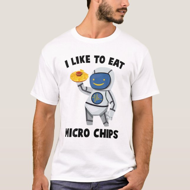 Camiseta Robots - Me Gusta Comer Micro Chips - Nachos - Eng (Anverso)