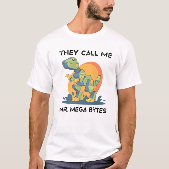 Camiseta Robots - Me Llaman Sr. Mega Bytes - Dinosaurio - (Anverso)