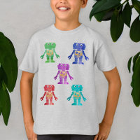 Robots multicolores con el nombre del niño al revé