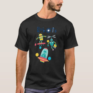 Camiseta Robots Volando En El Espacio Ultraterrestre