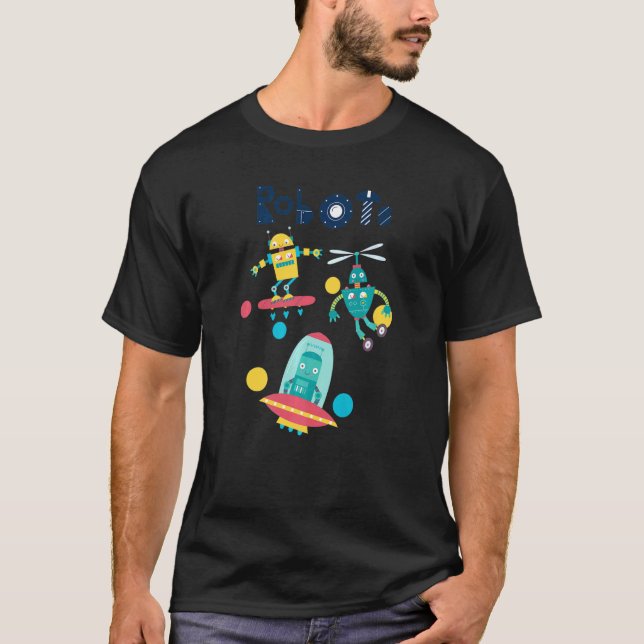 Camiseta Robots Volando En El Espacio Ultraterrestre (Anverso)