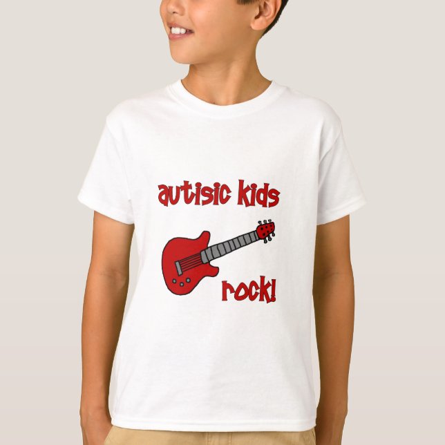 Camiseta Roca autística de los niños con la guitarra (Anverso)