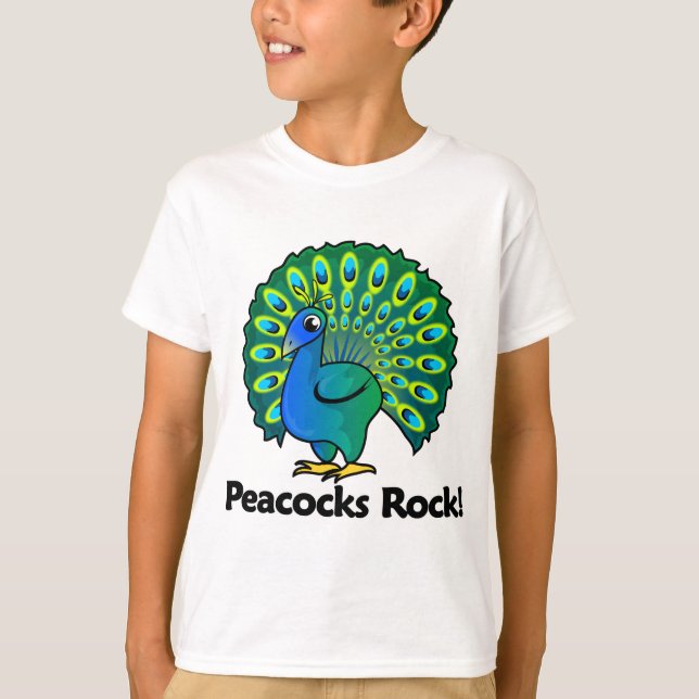 Camiseta ¡Roca de los pavos reales! (Anverso)